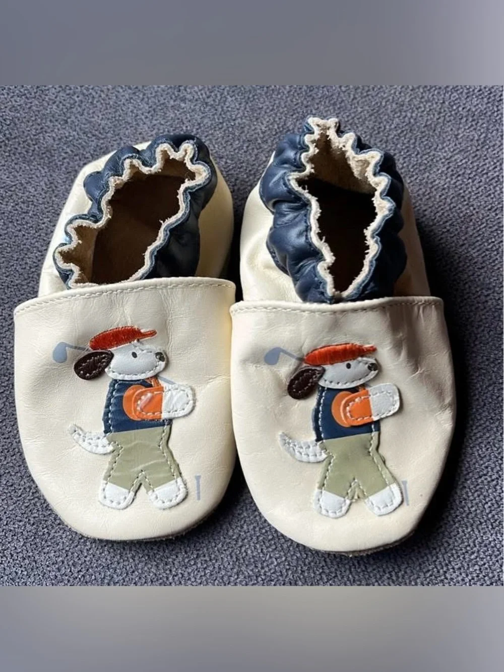 Robeez Baby Golf Dog Moccasins Soft Sole shoes 0-6 months